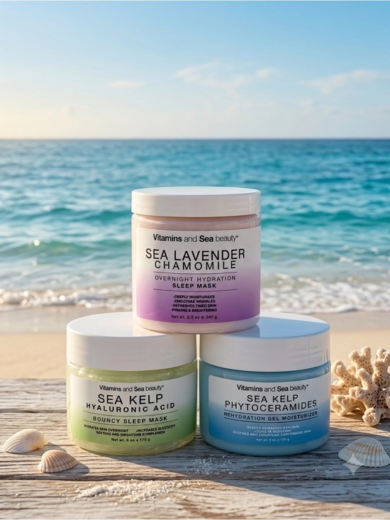 Vitamins and Sea Beauty Other - (3)Sea Kelp Phytoceramides Moisturizer & Hyaluronic Acid Mask, Sea Lavender Mask